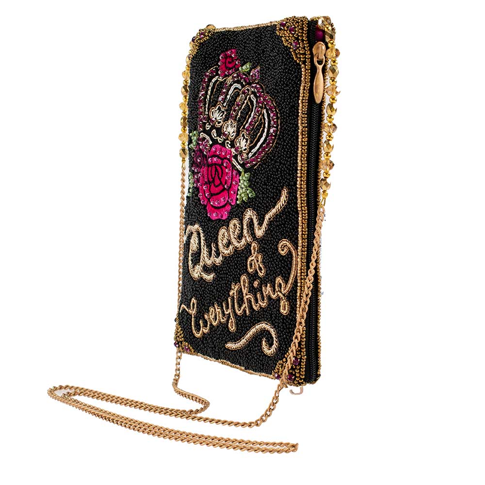 Queen of Everything Beaded Crown and Rose Crossbody Bag