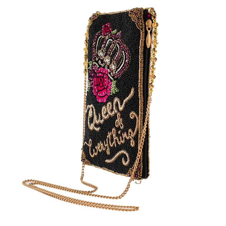Queen of Everything Beaded Crown and Rose Crossbody Bag