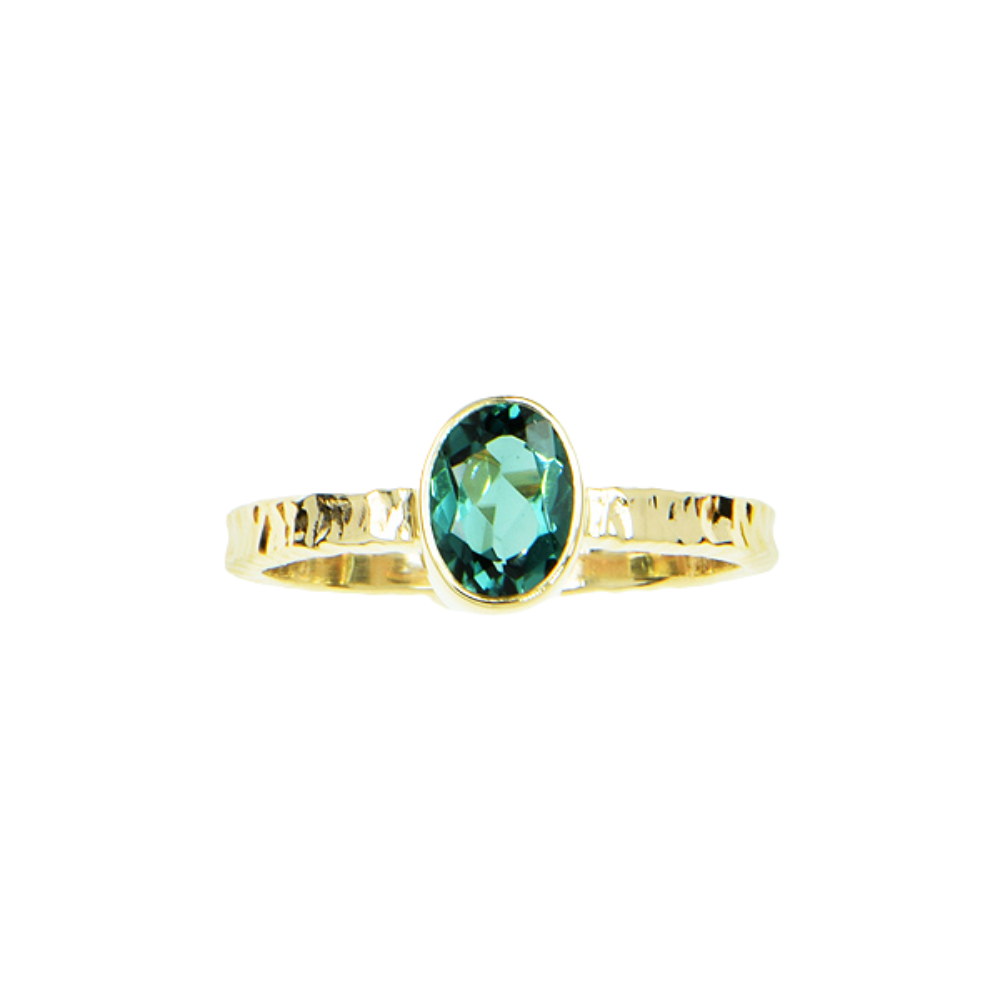 Indicolite Tourmaline Faceted Ring