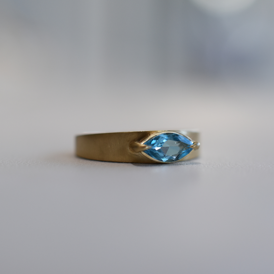 Tapered Band Ring - Blue Topaz