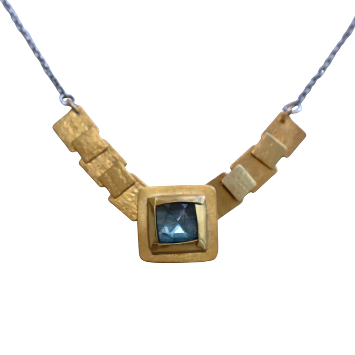 Square Pivot Necklace ~ Green Kyanite