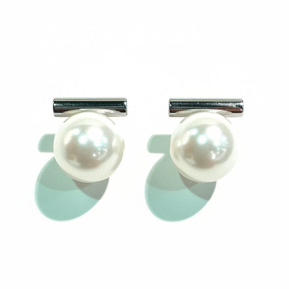 Shell Pearl Bar Stud - Gold
