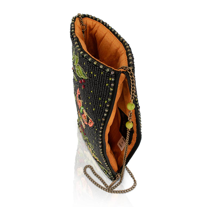 Enchanting Evening beaded black and green crossbody bag