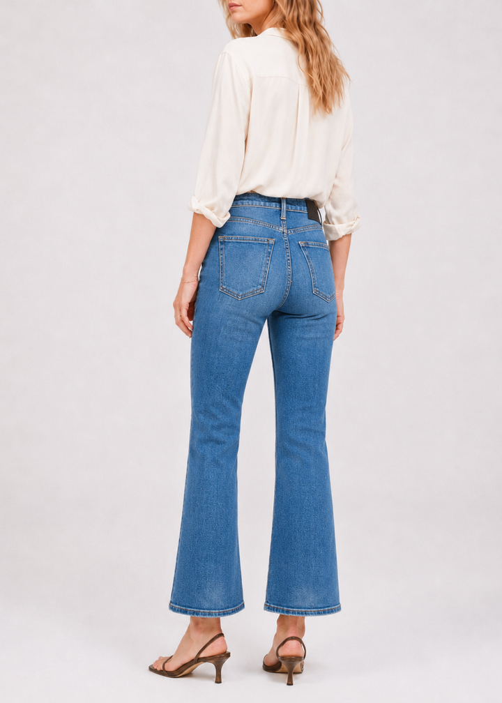 Farrah Mid Rise Kick Flare Jeans - Hope Wash