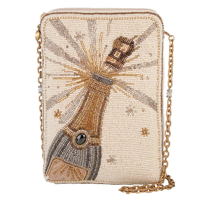 Bubbles & Bliss Champagne Pop Beaded Crossbody Handbag