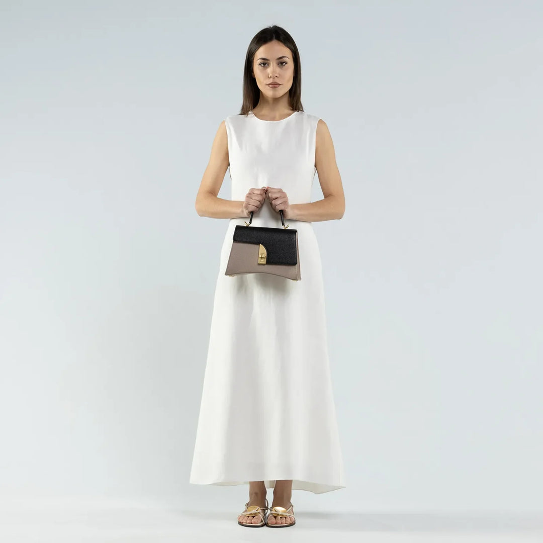 Arco Small Satchel - Taupe/Black