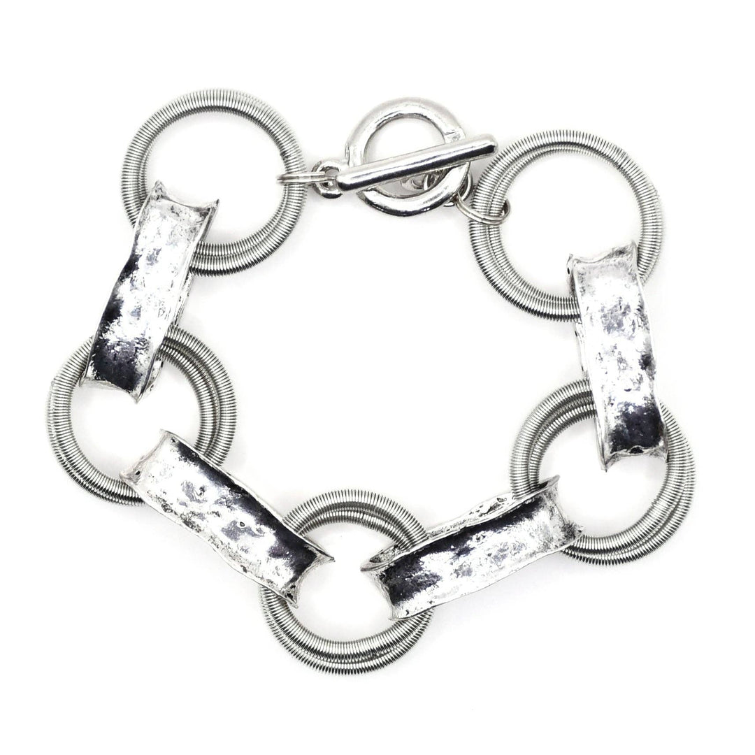 Silver Chunky Link & Chain Bracelet With Magnet
