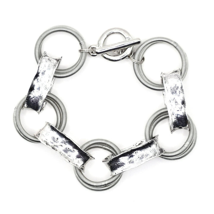 Silver Chunky Link & Chain Bracelet With Magnet
