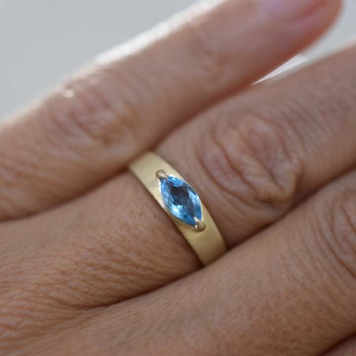Tapered Band Ring - Blue Topaz