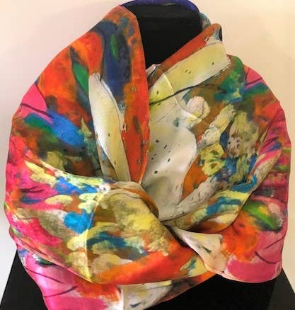 Lilies and Echinacea Silk Scarf