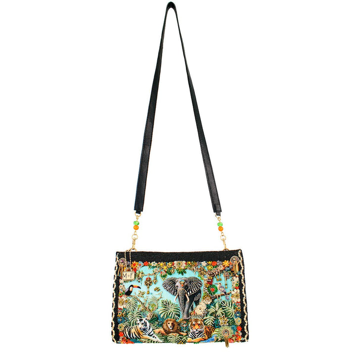 Wild Elephant Embroided and Beaded Crossbody Handbag