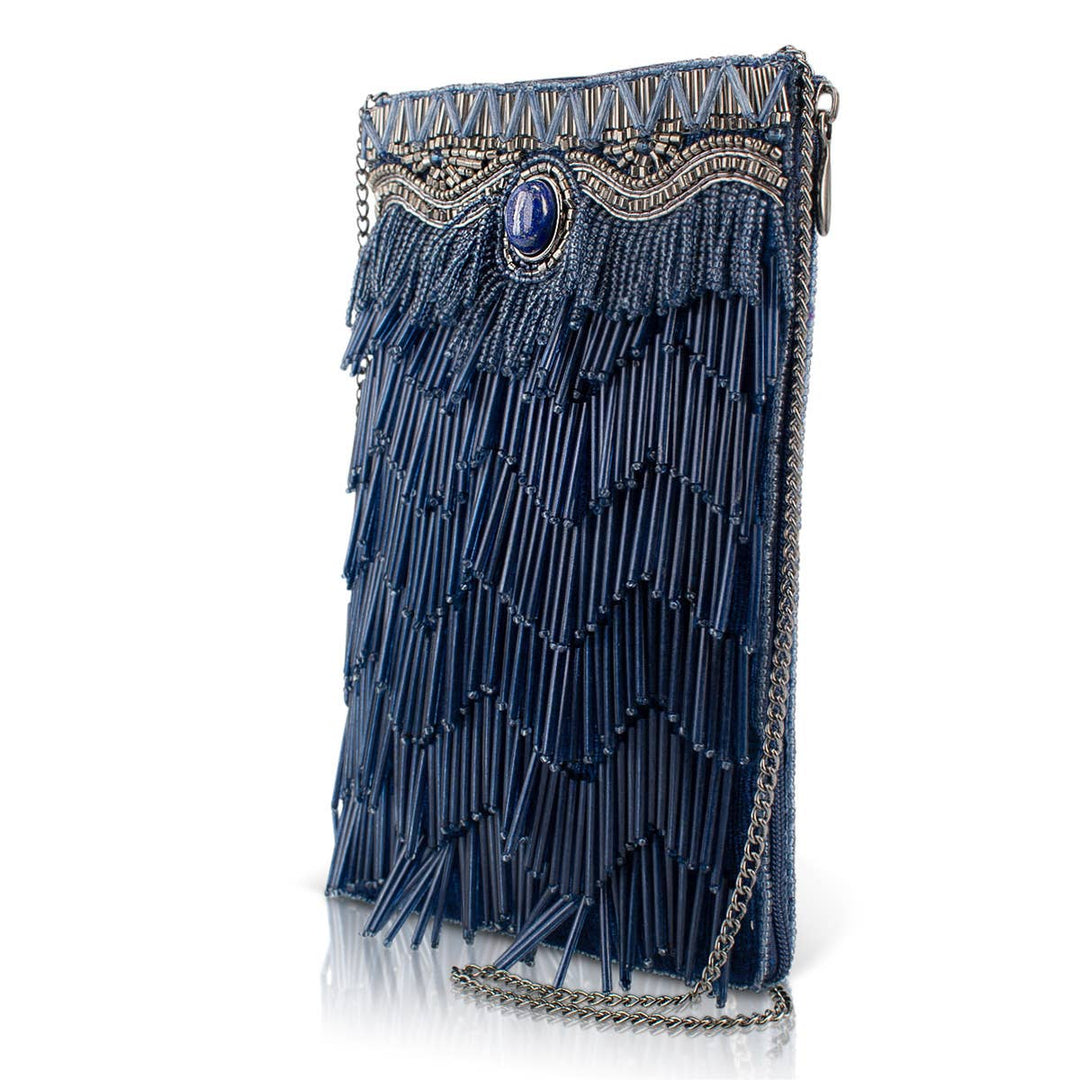 True Blue Precious Stone with Fringe Crossbody Phone Handbag