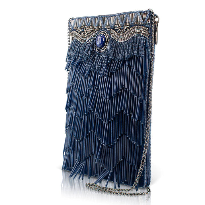 True Blue Precious Stone with Fringe Crossbody Phone Handbag