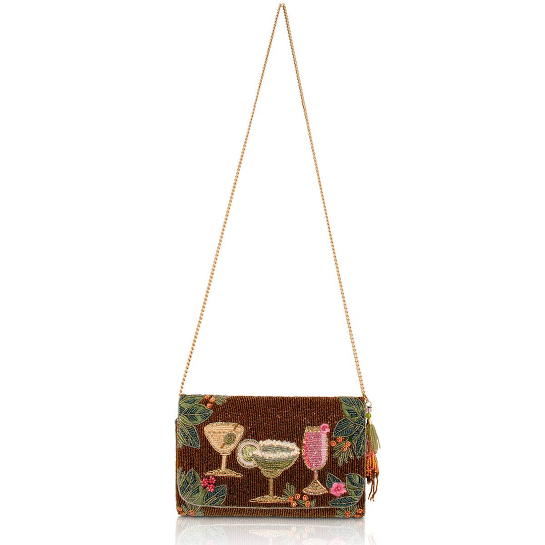Cheers to Paradise Cocktails Beaded Crossbody Handbag