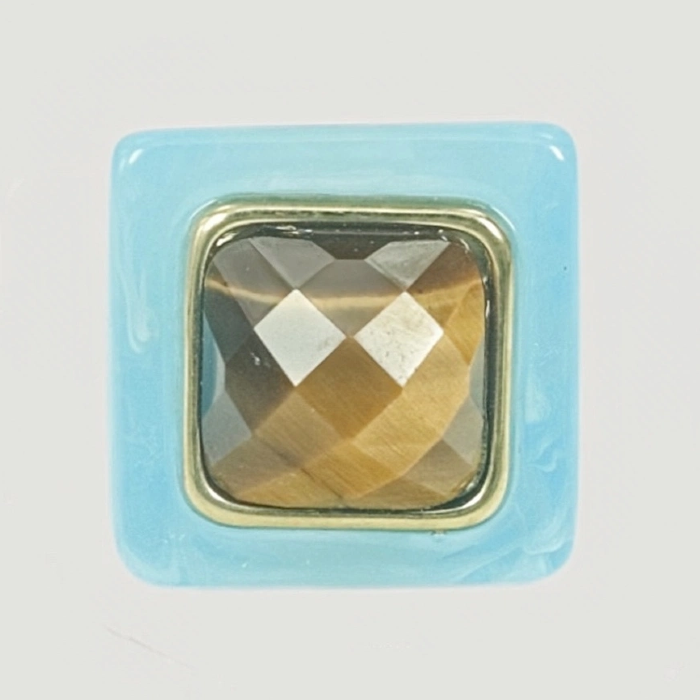 Block Ring - Baby Blue w/ Tigers Eye
