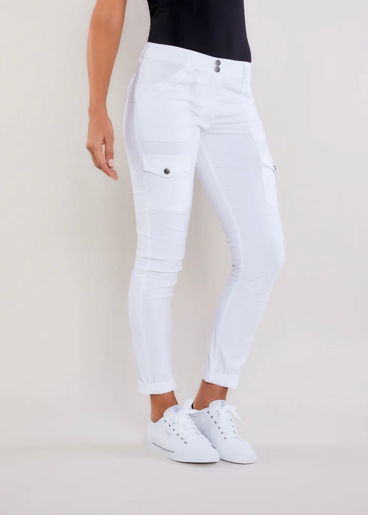 Kate Skinny Cargo Pant in White