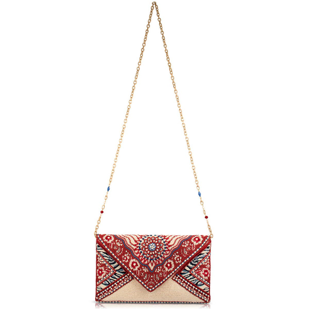 Tied & True Red and Blue Beaded Bandana Inspired Crossbody