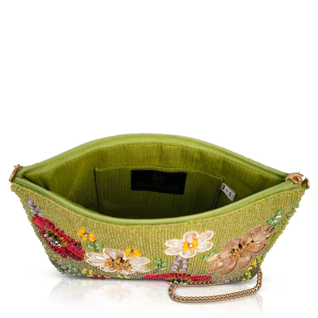 Day In The Park Floral Beaded Crossbody Handbag