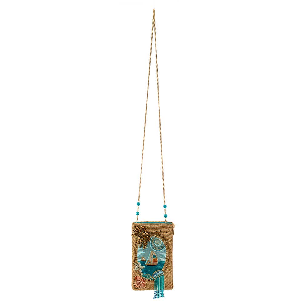 Sail Away Beaded Sail Boat Ocean Themed Crossbody Phone Bag