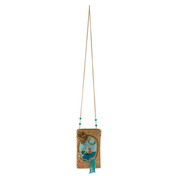Sail Away Beaded Sail Boat Ocean Themed Crossbody Phone Bag