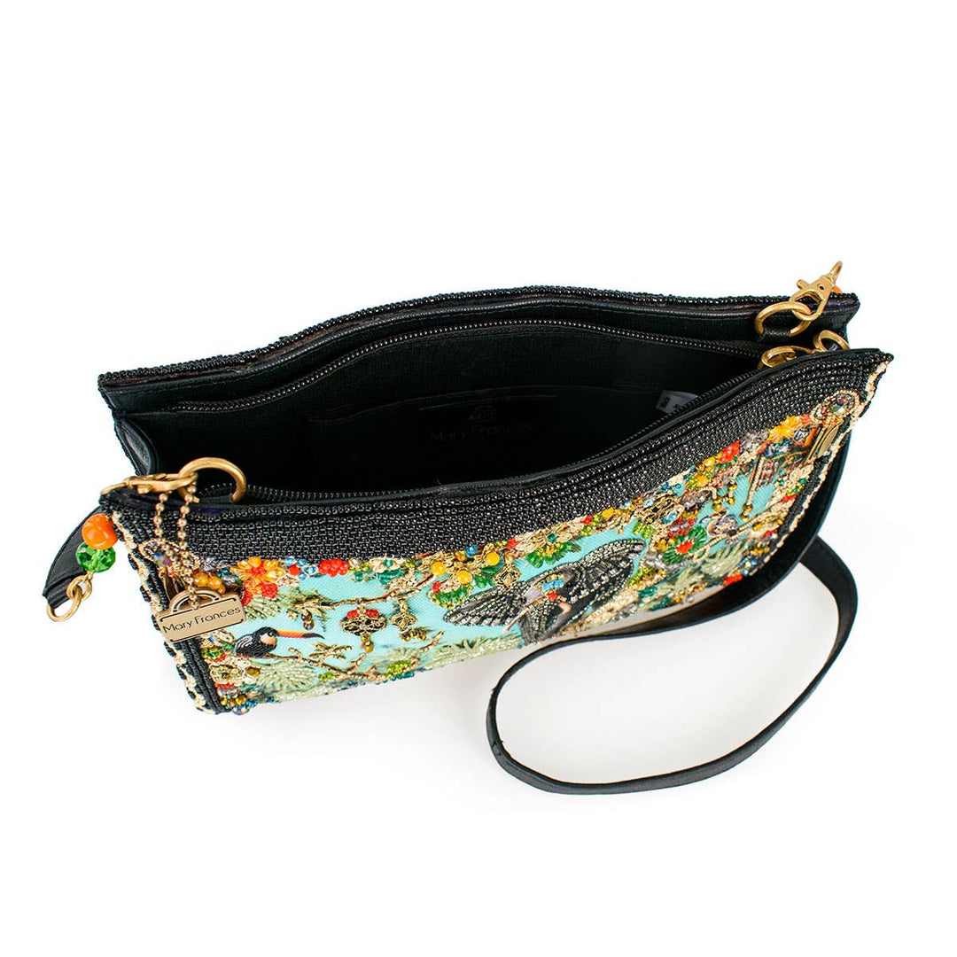 Wild Elephant Embroided and Beaded Crossbody Handbag