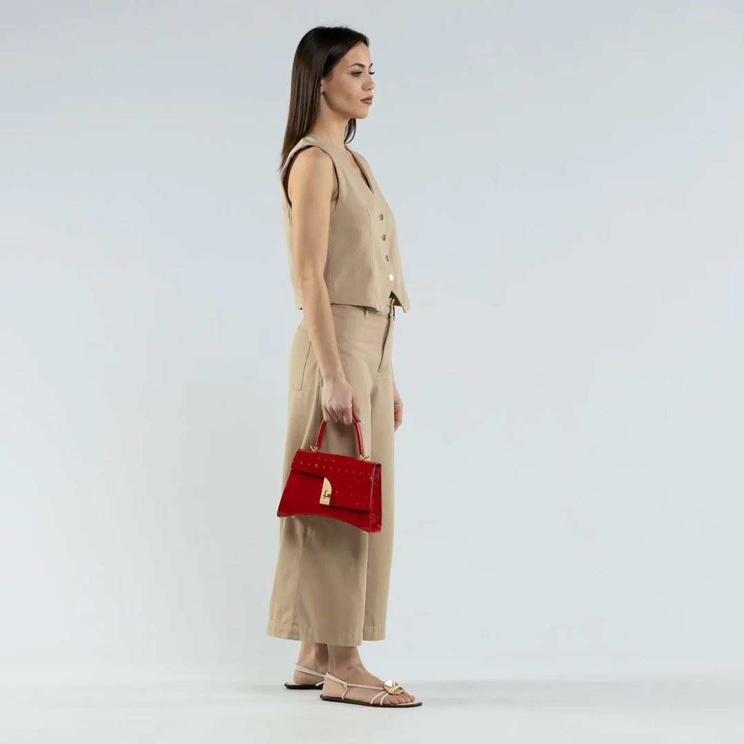 Arco Small Satchel - Red Logo Patent