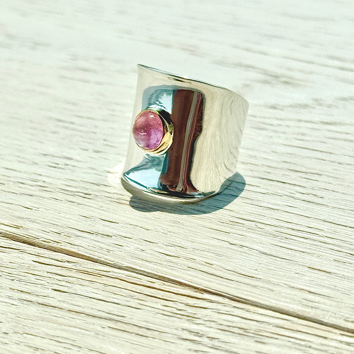 Pink Tourmaline Saddle Ring