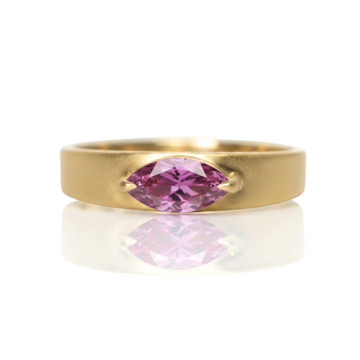 Tapered Band Ring - Pink Sapphire