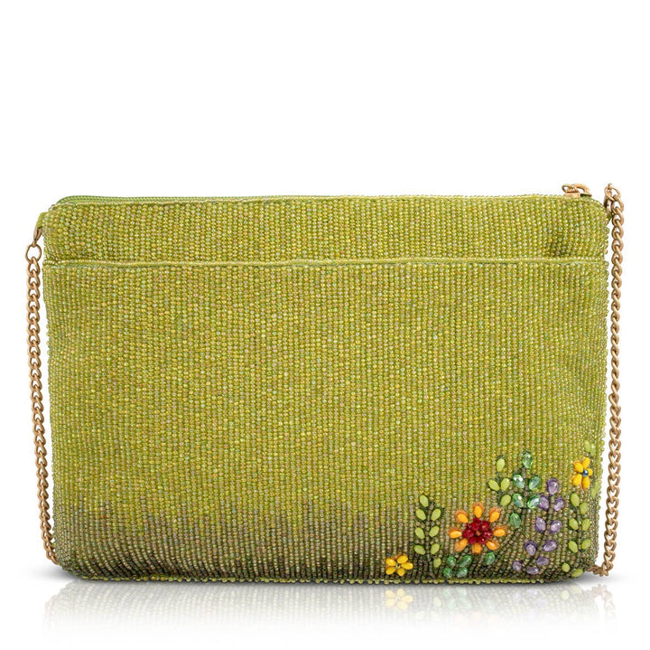 Day In The Park Floral Beaded Crossbody Handbag
