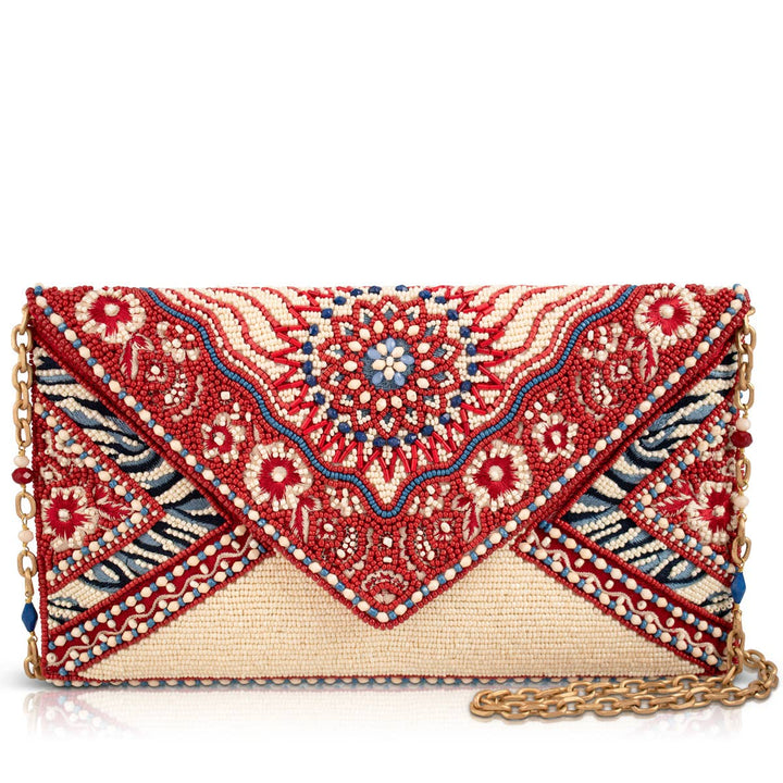 Tied & True Red and Blue Beaded Bandana Inspired Crossbody