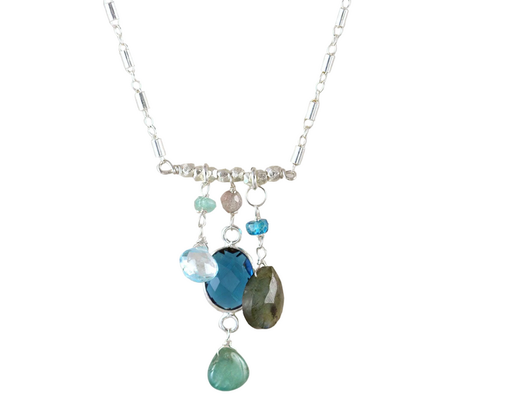 London Blue Quartz, Topaz & Labradoraite Necklace