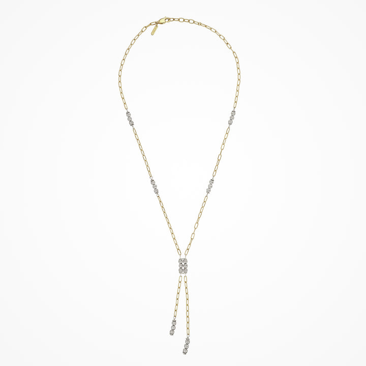 Crystal Nova Lariat Necklace - Gold/White