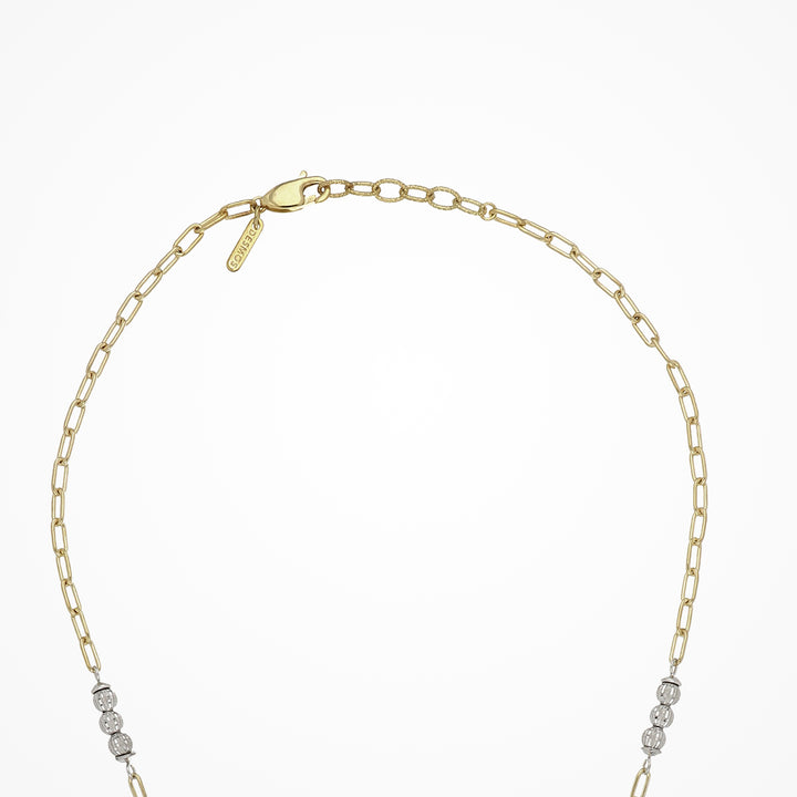 Crystal Nova Lariat Necklace - Gold/White