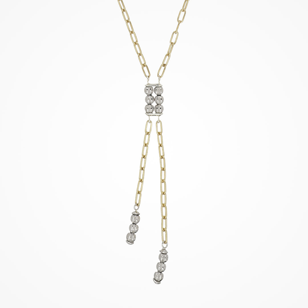 Crystal Nova Lariat Necklace - Gold/White