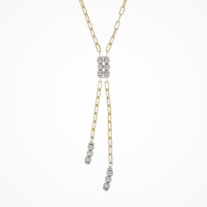 Crystal Nova Lariat Necklace - Gold/White