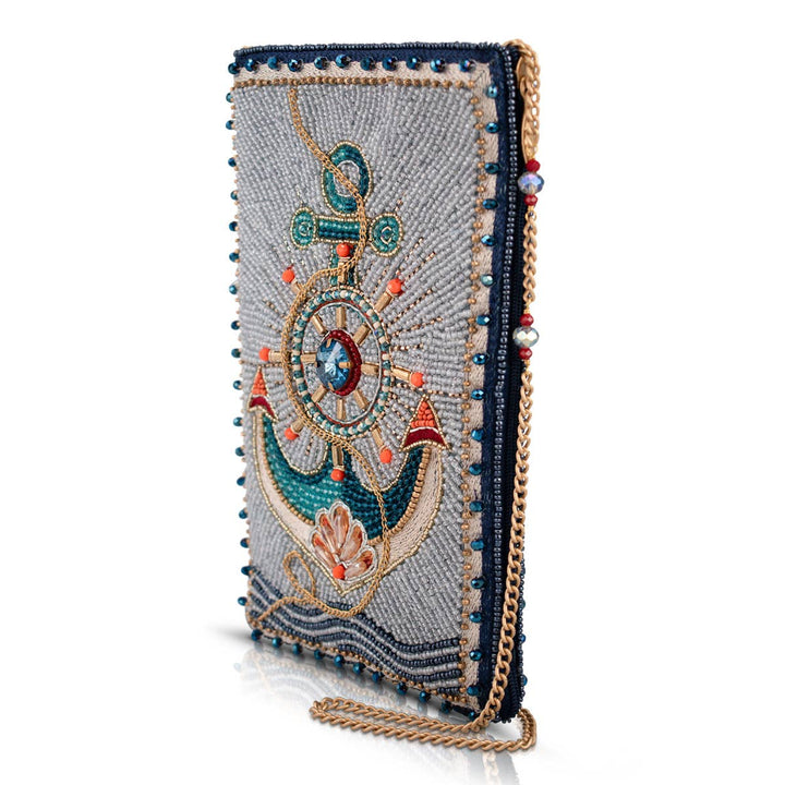 Keep It Steady Anchor Nautical Beaded Crossbody Phone Bag