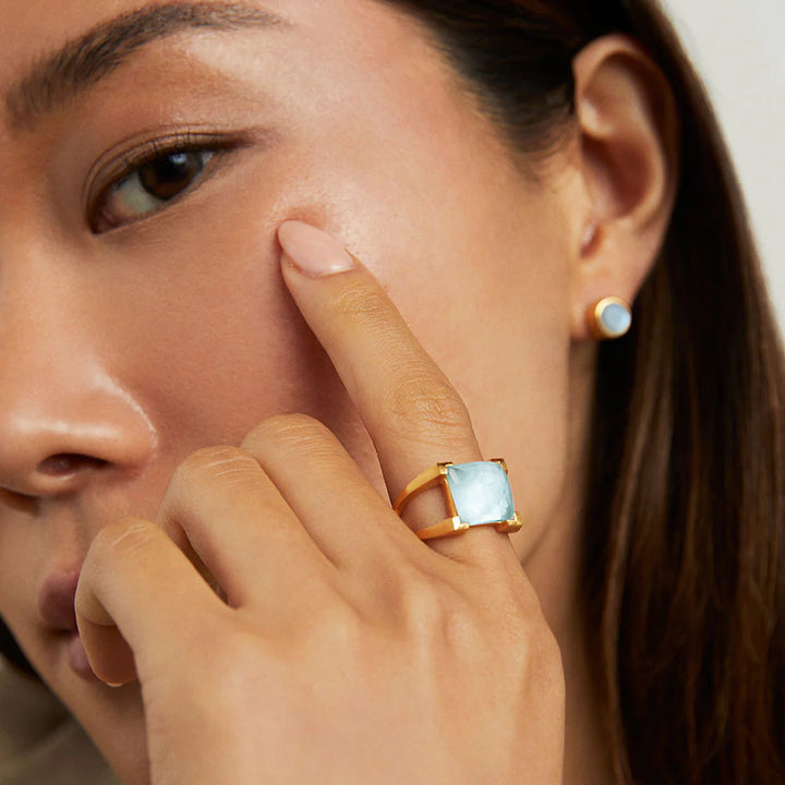 Mini Plaza Ring - Irridescent Sky Blue