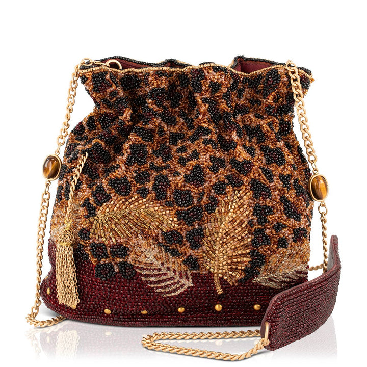 A Little Wild beaded leopard print crossbody bag