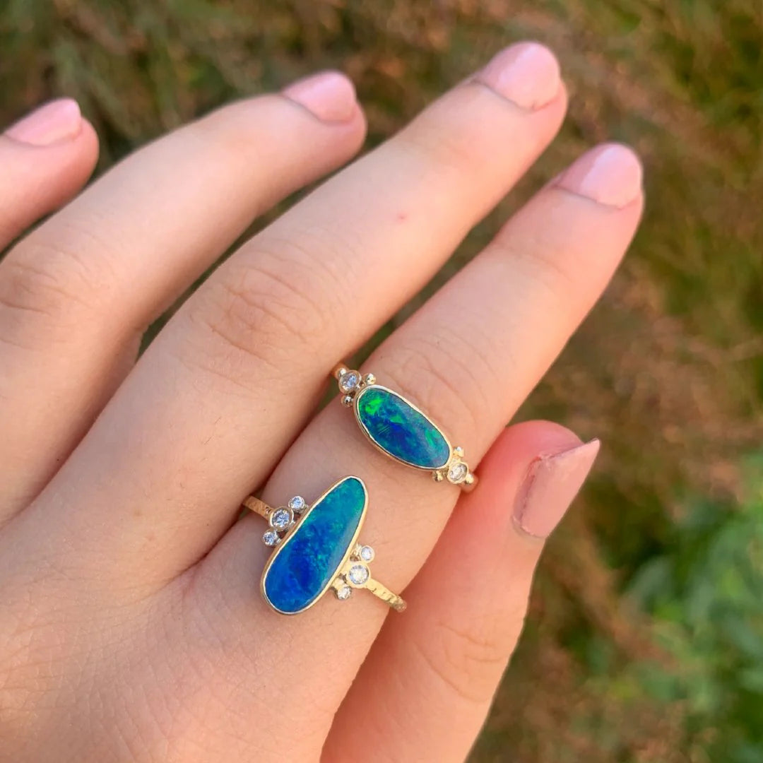 Australian Opal with Diamonds Ring