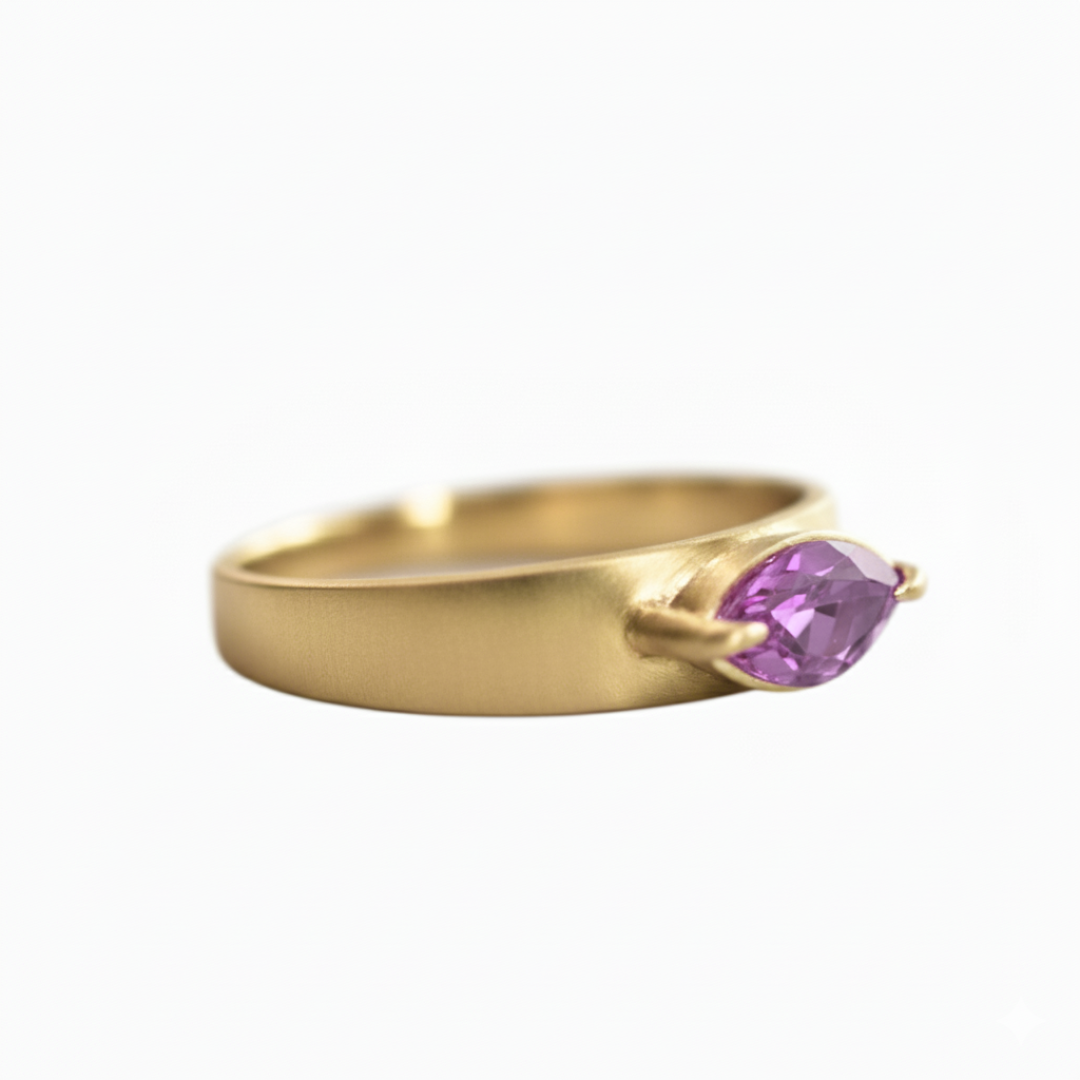 Tapered Band Ring - Pink Sapphire