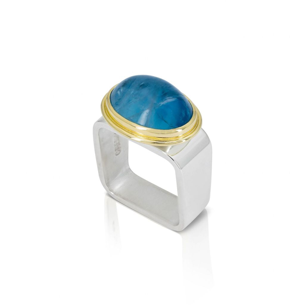 Aquamarine Square Ring 14x10mm