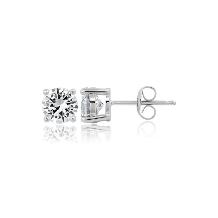 Solitaire Brilliant Stud Earrings in Platinum - 1.5 CT
