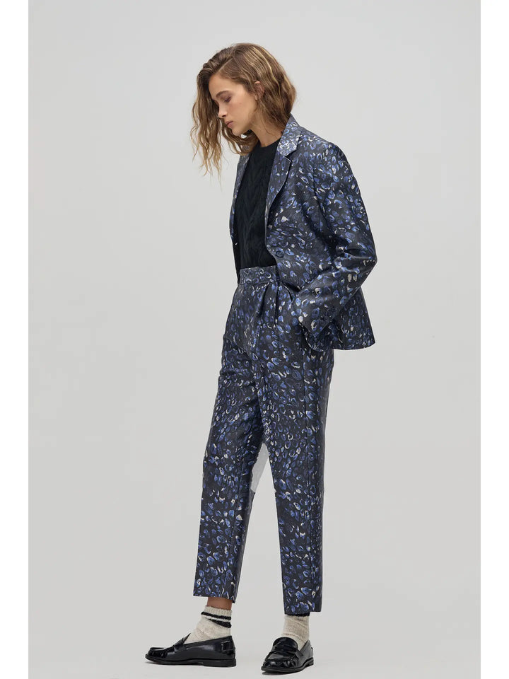Rome Taffeta Pants - Midnight Leopard