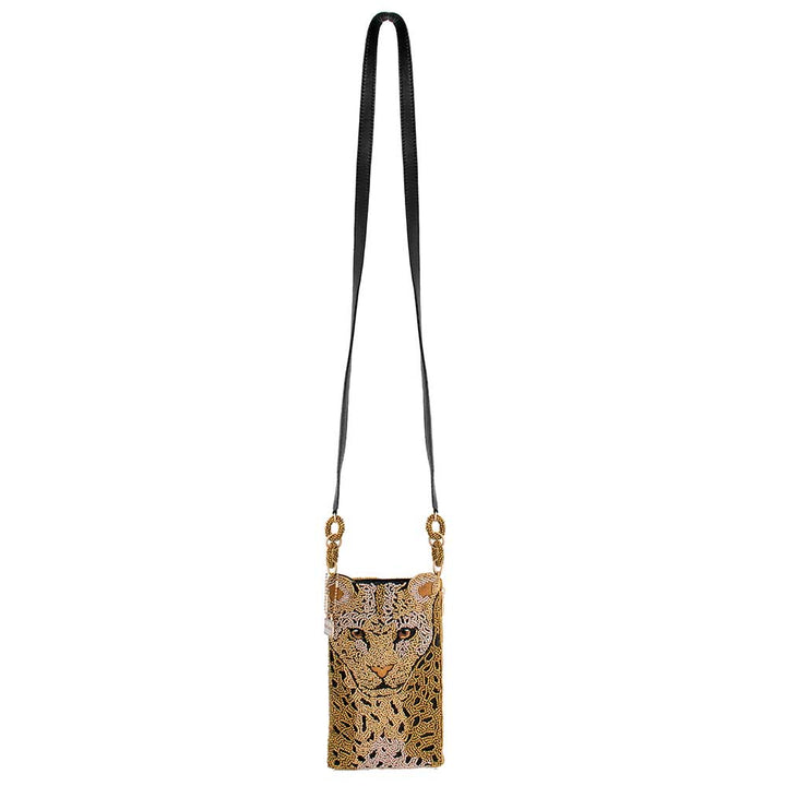 Gone Wild Beaded Leopard Crossbody Phone Bag