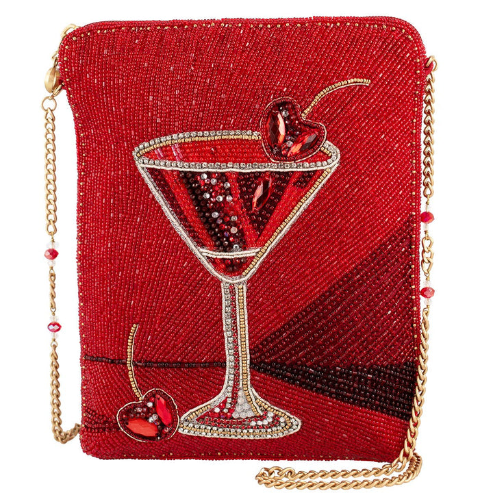 Top Shelf beaded red martini crossbody bag