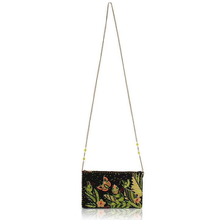 Enchanting Evening beaded black and green crossbody bag
