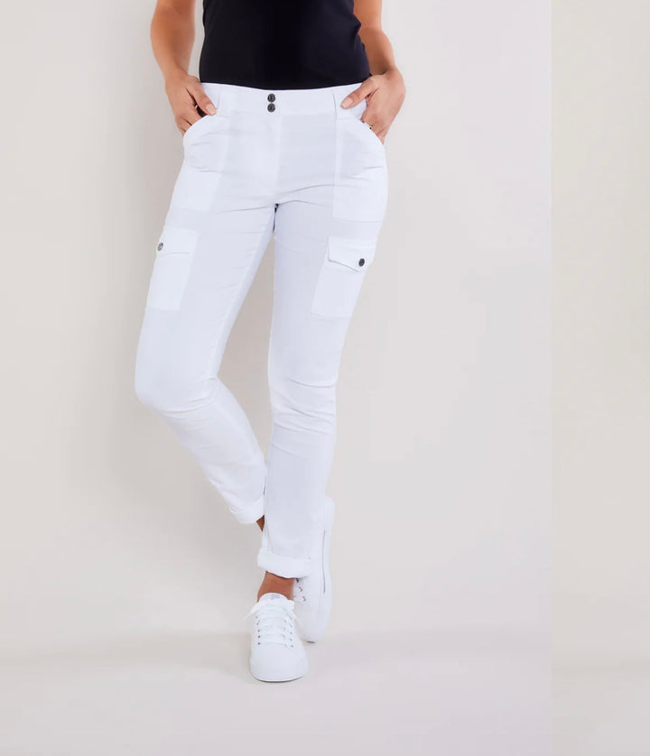 Kate Skinny Cargo Pant in White