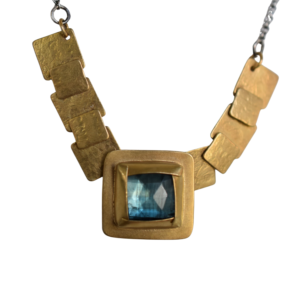 Square Pivot Necklace ~ Green Kyanite
