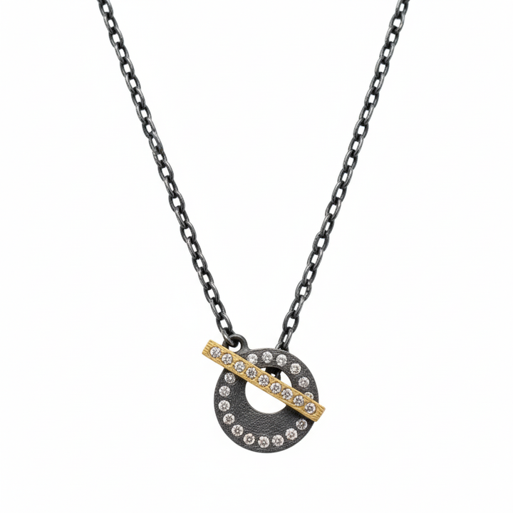 Claire Small Toggle Necklace - Silver w/ Gold Bar