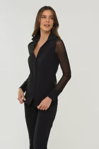 Beth Button-Front Shirt in Black